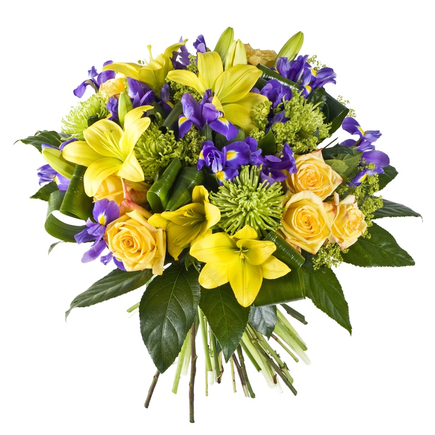 yellow and blue bouquet