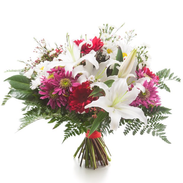 white lilies and gerberas