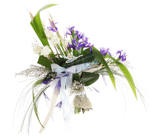 funeral bouquet white and blue