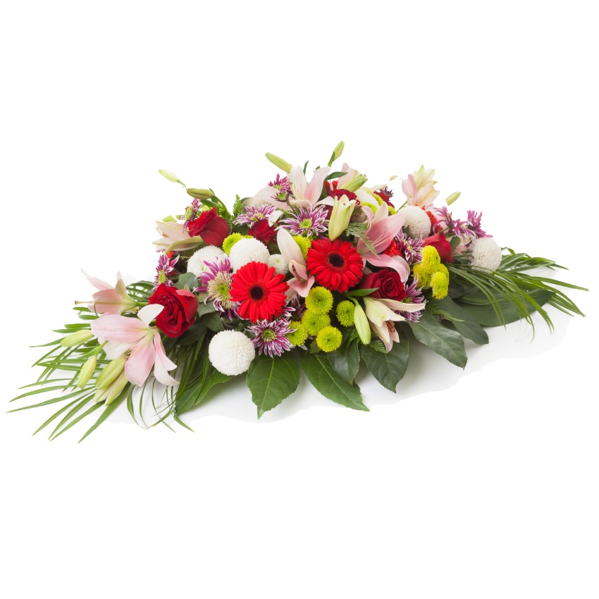 funeral cushion with lilies roses gerberas
