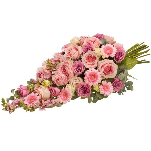 pink funeral flowers bouquet