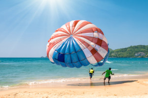 Parasailing at Patong Beach in Phuket - Thailand extreme Sports