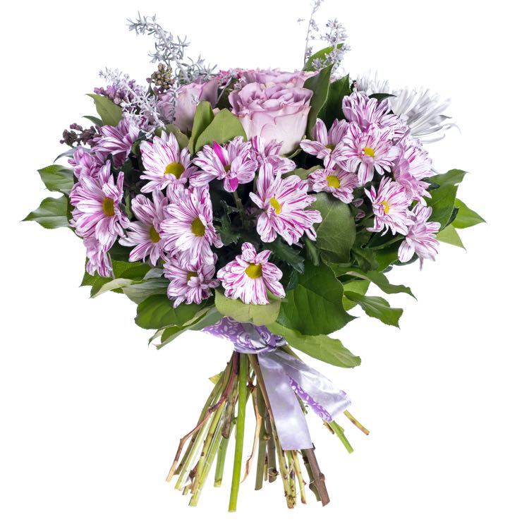 purple funeral bouquet