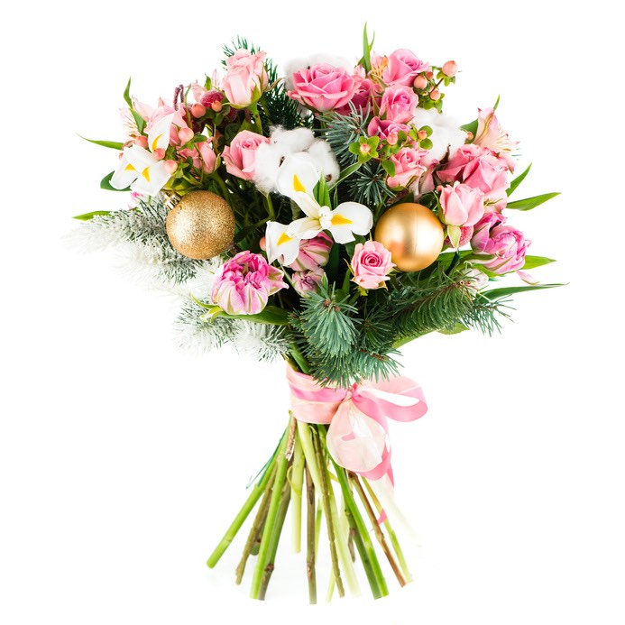 pink christmas bouquet