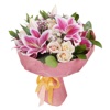 pink lilies and white roses 