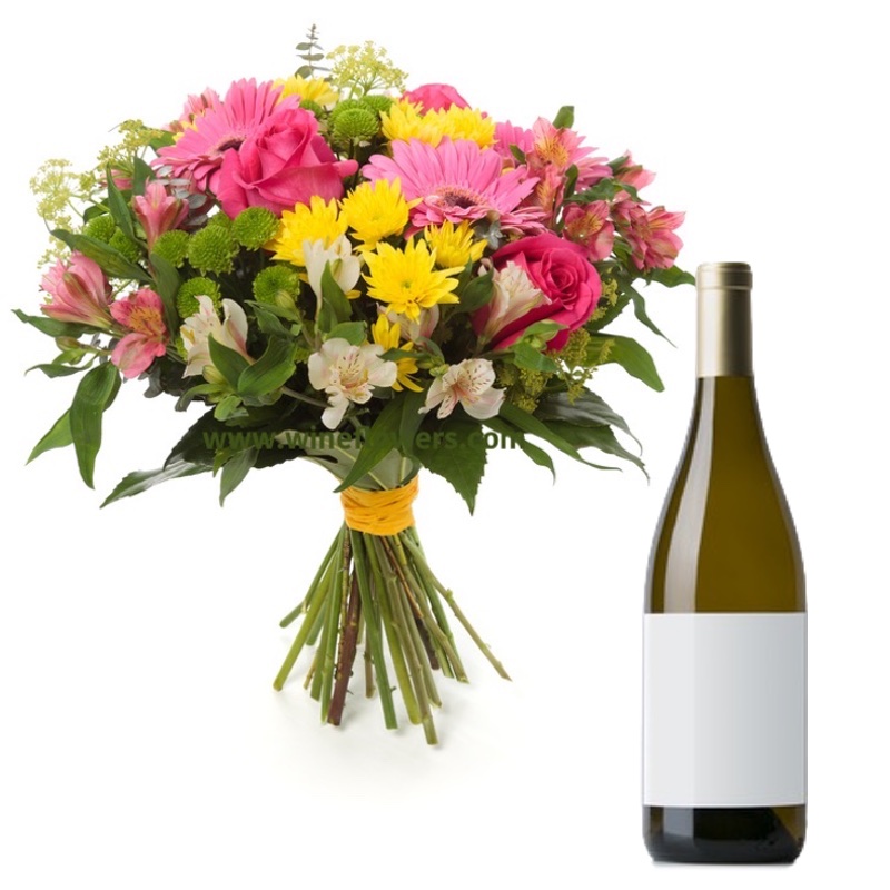 mixed flowers and a sparkly wIne
