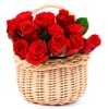 canasta de rosas rojas