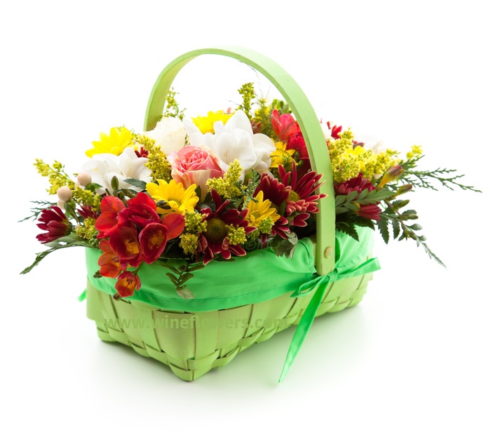 basket of mixed flowers