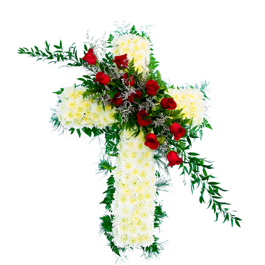 white funeral cross