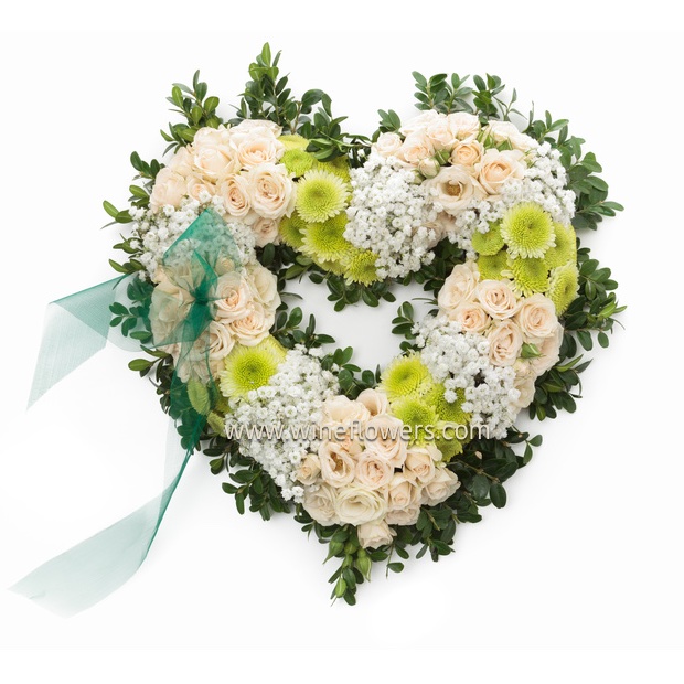 funeral heart of white flowers